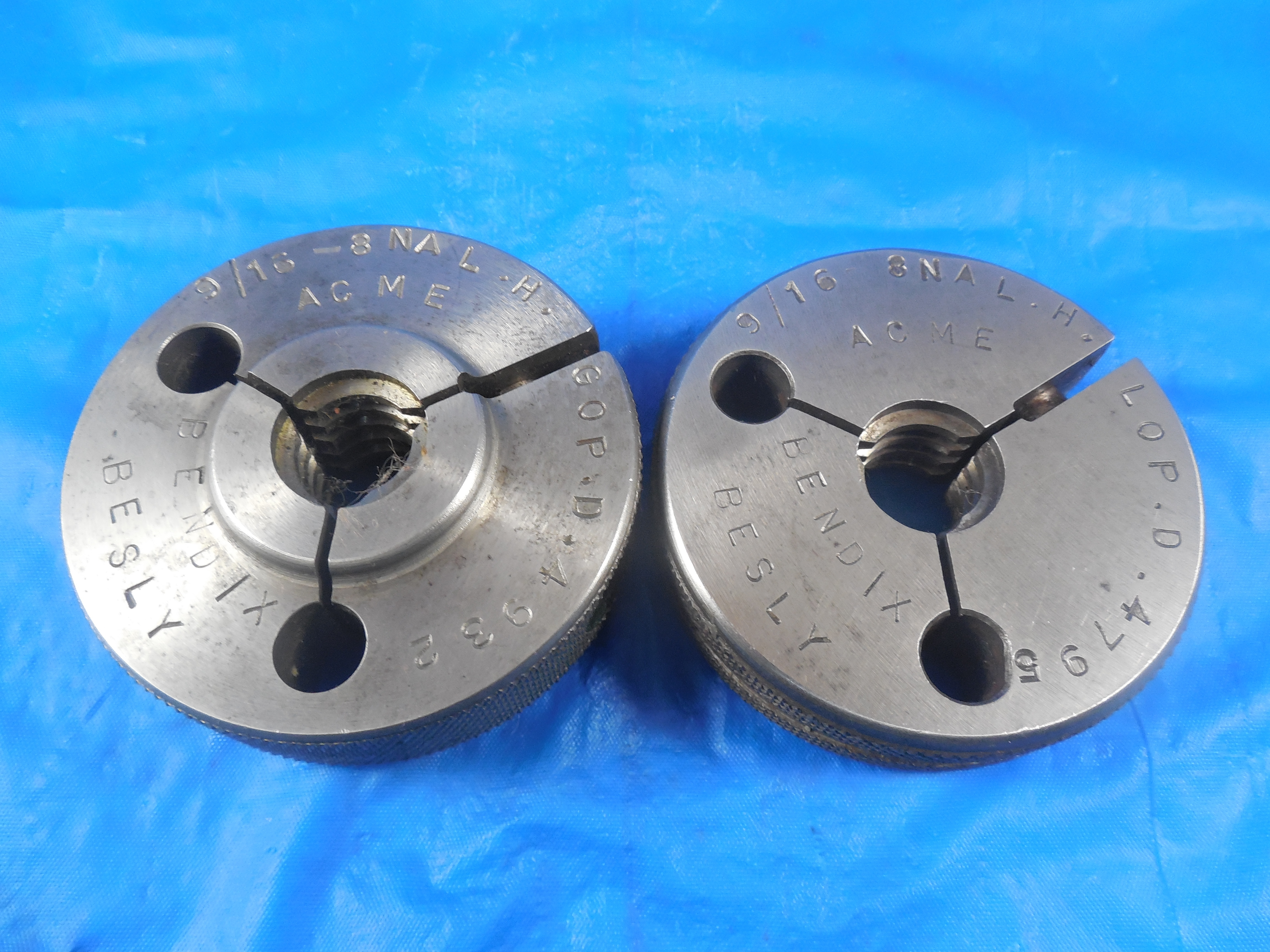 9/16 8 NA LEFT HAND ACME THREAD RING GAGES .5625 GO NO GO P.D.'S