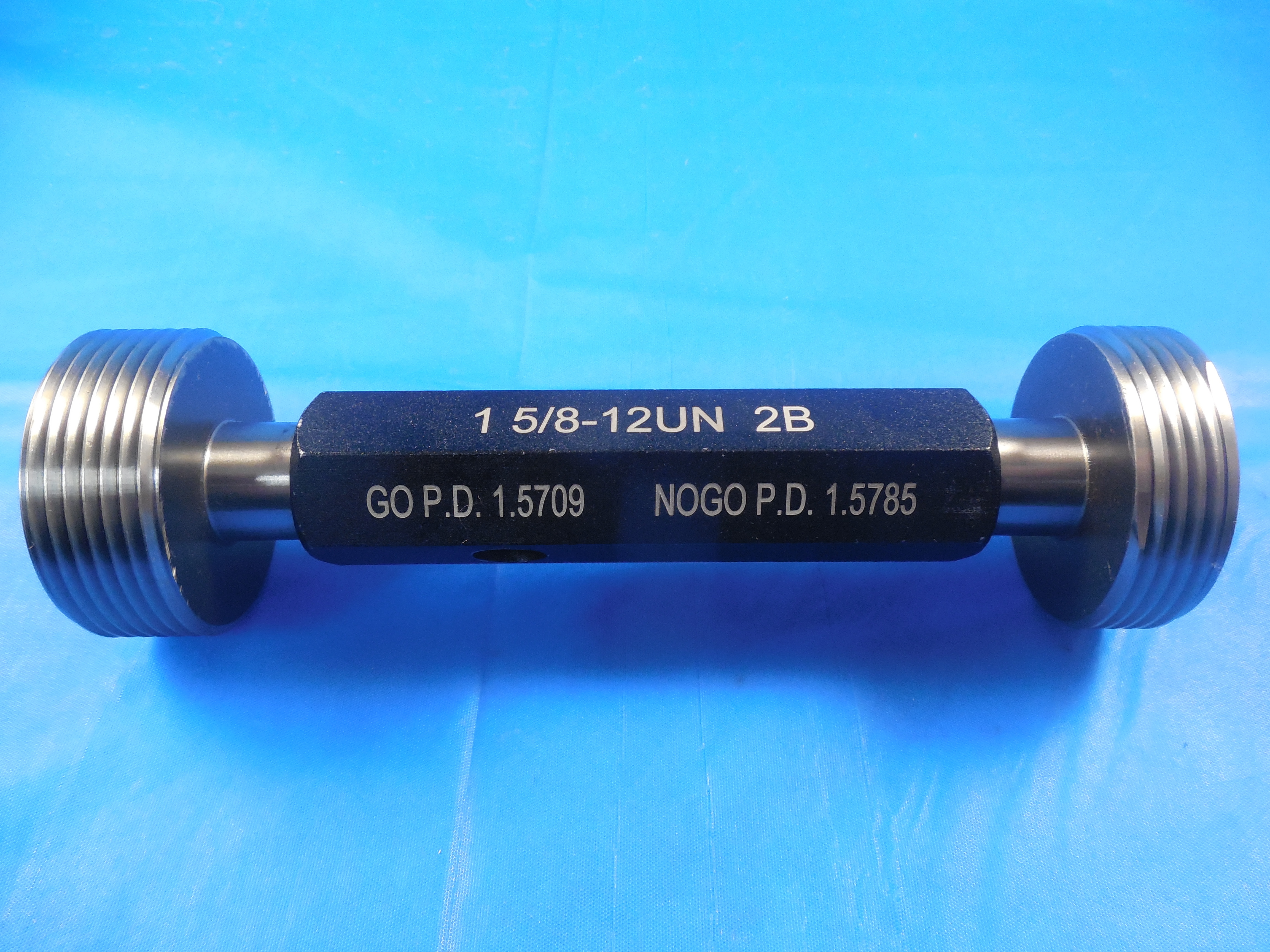 NEW 1 5/8 12 UN 2B THREAD PLUG GAGE 1.625 GO NO GO P.D.'S= 1.5709 & 1.