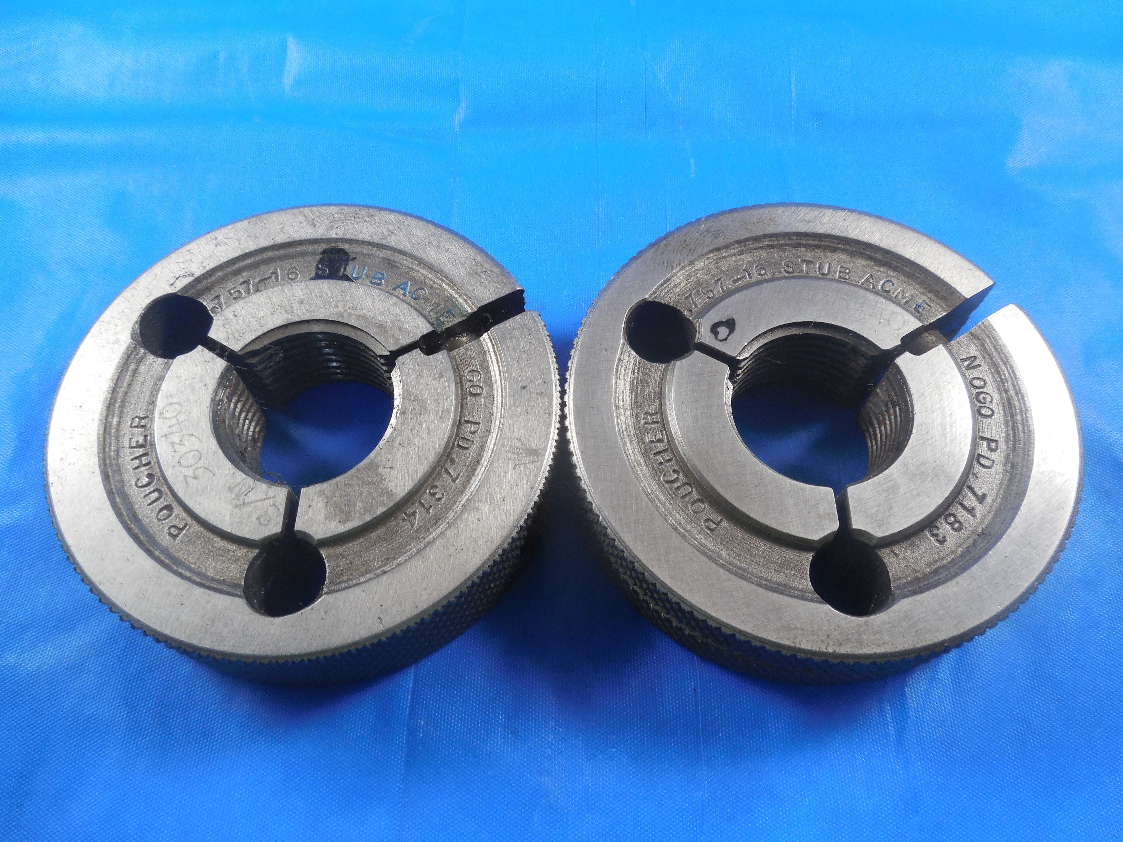 .757 16 STUB ACME THREAD RING GAGES .7570 GO NO GO P.D.'S = .7314