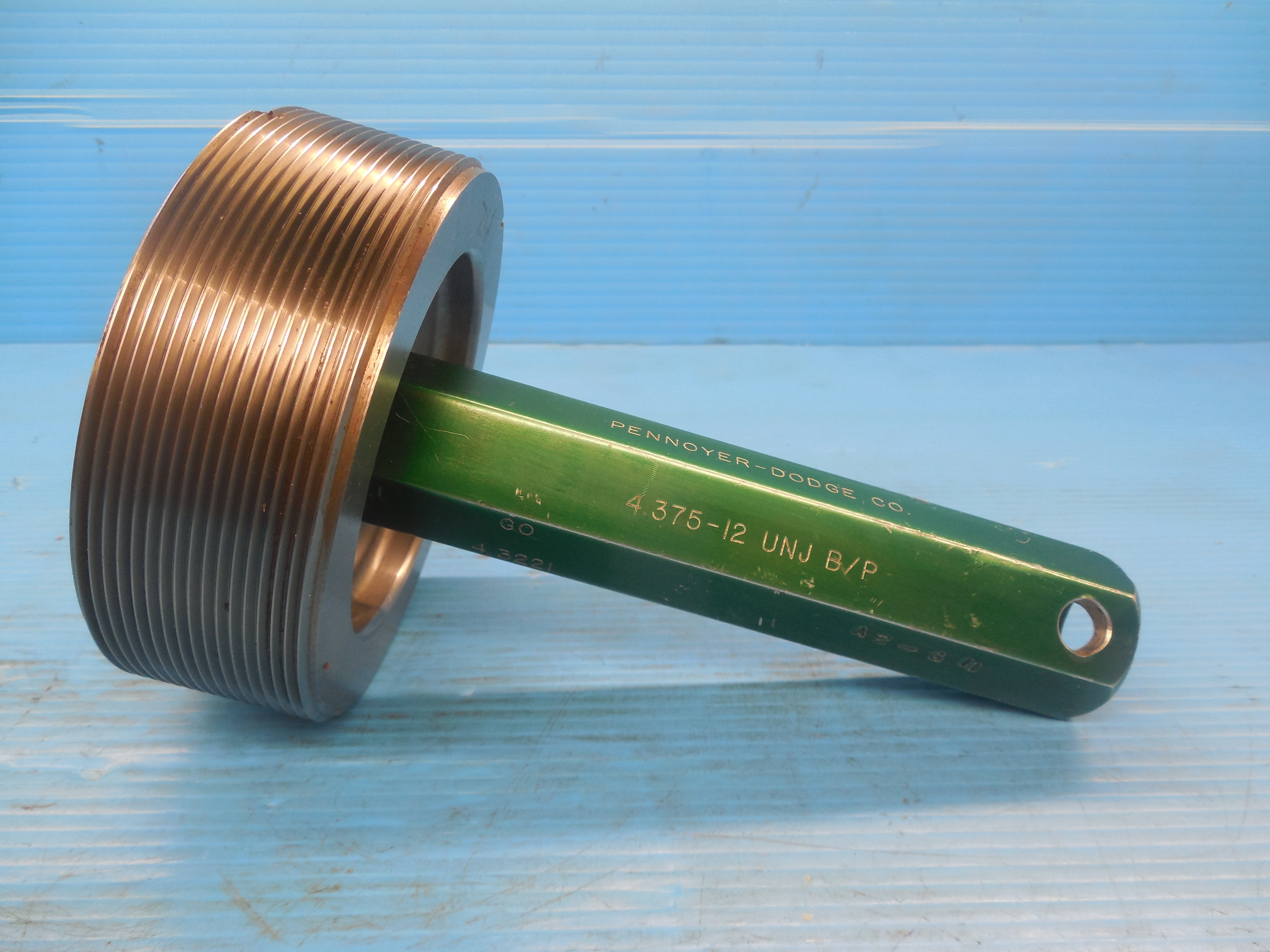 4 3/8 12 UNJ BEFORE PLATE THREAD PLUG GAGE 4.375 GO ONLY P.D. = 4.3221