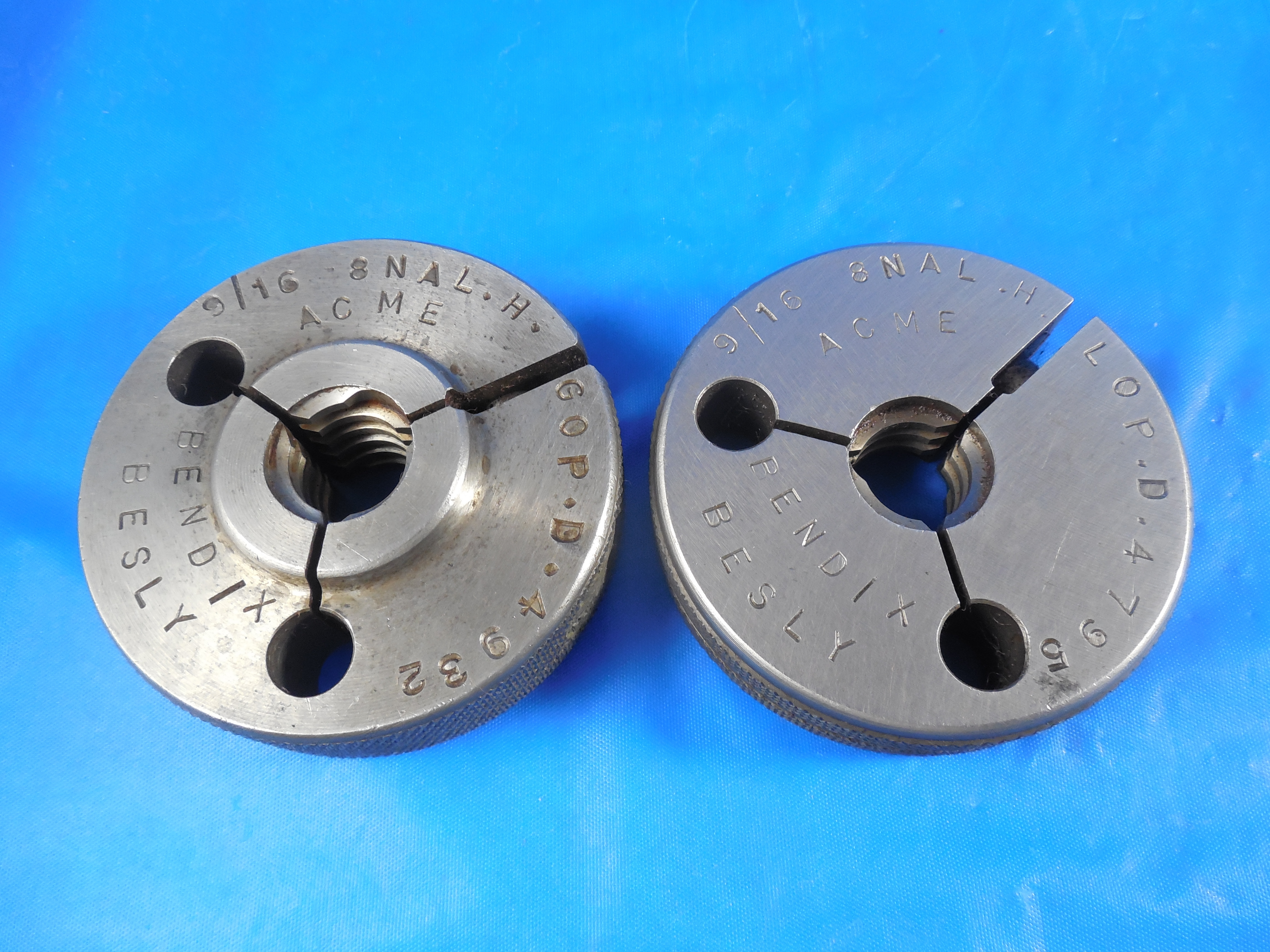 9/16 8 NA ACME LEFT HAND THREAD RING GAGES .5625 GO NO GO P.D.'S