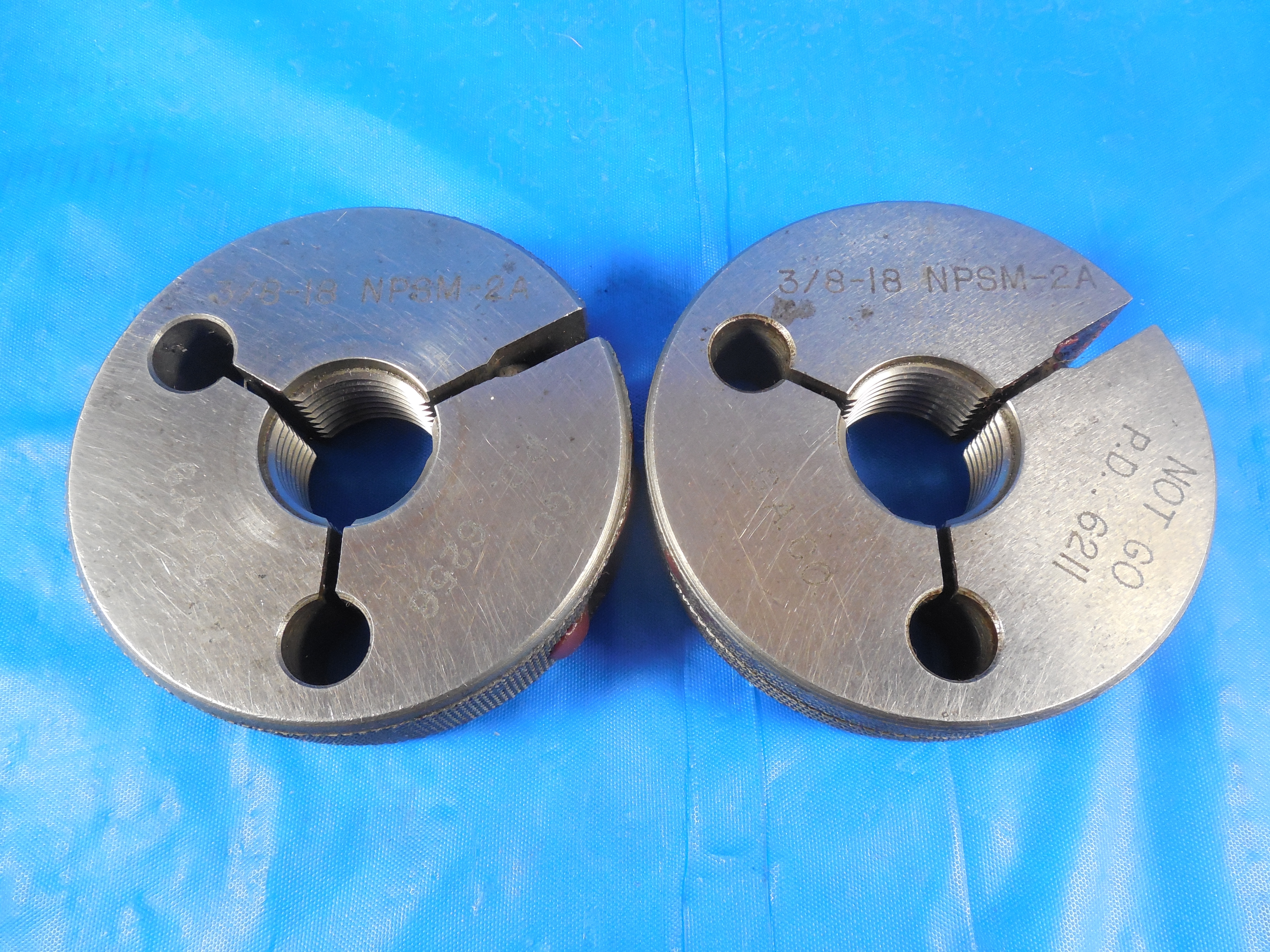 3 8 18 NPSM 2A PIPE THREAD RING GAGES 375 GO NO GO P D S 6256 5211 TOOLS EBay