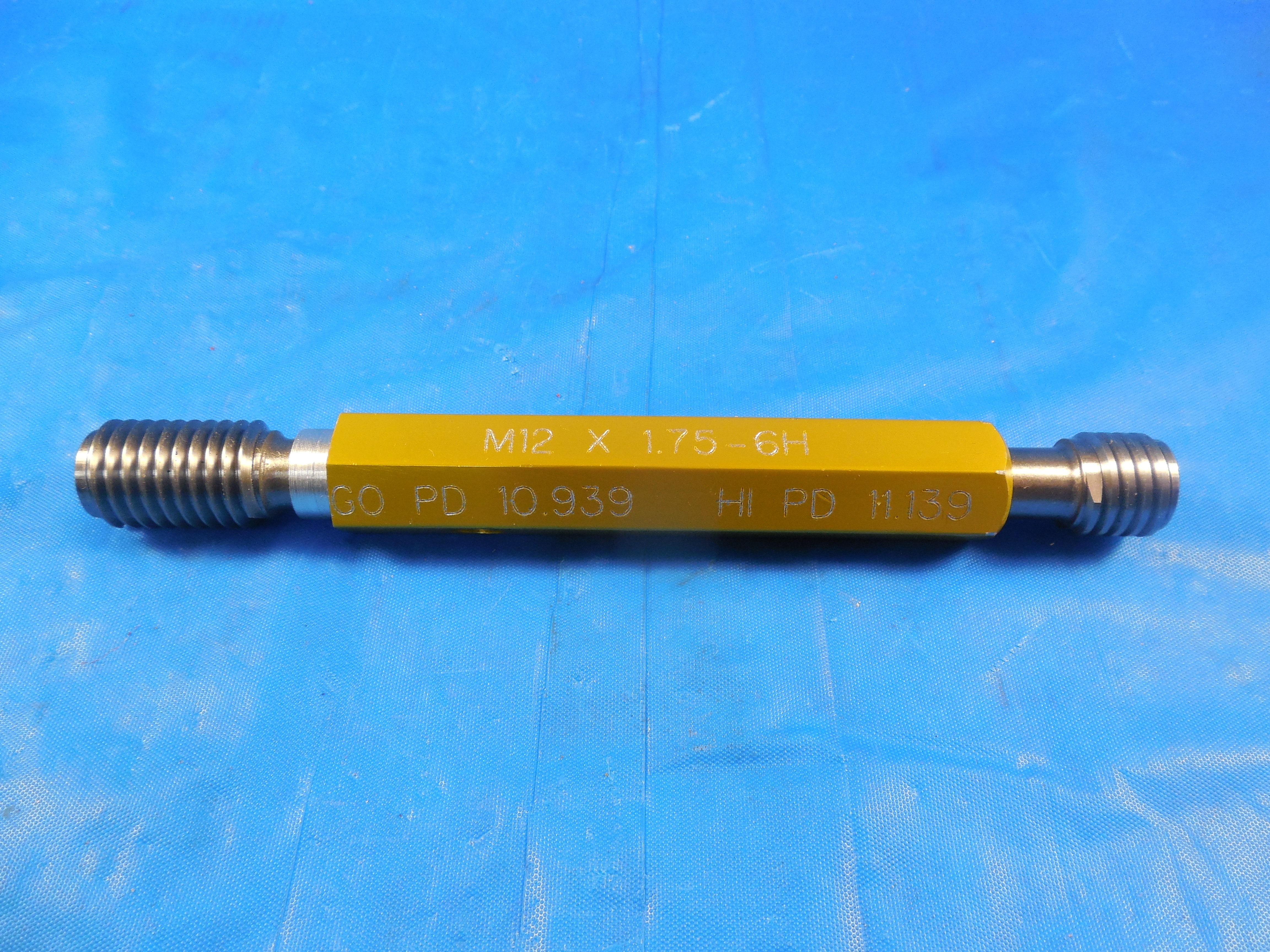 M12 X 1.75 6H SPECIAL METRIC THREAD PLUG GAGE 12.0 GO NO GO PDS= 10.939