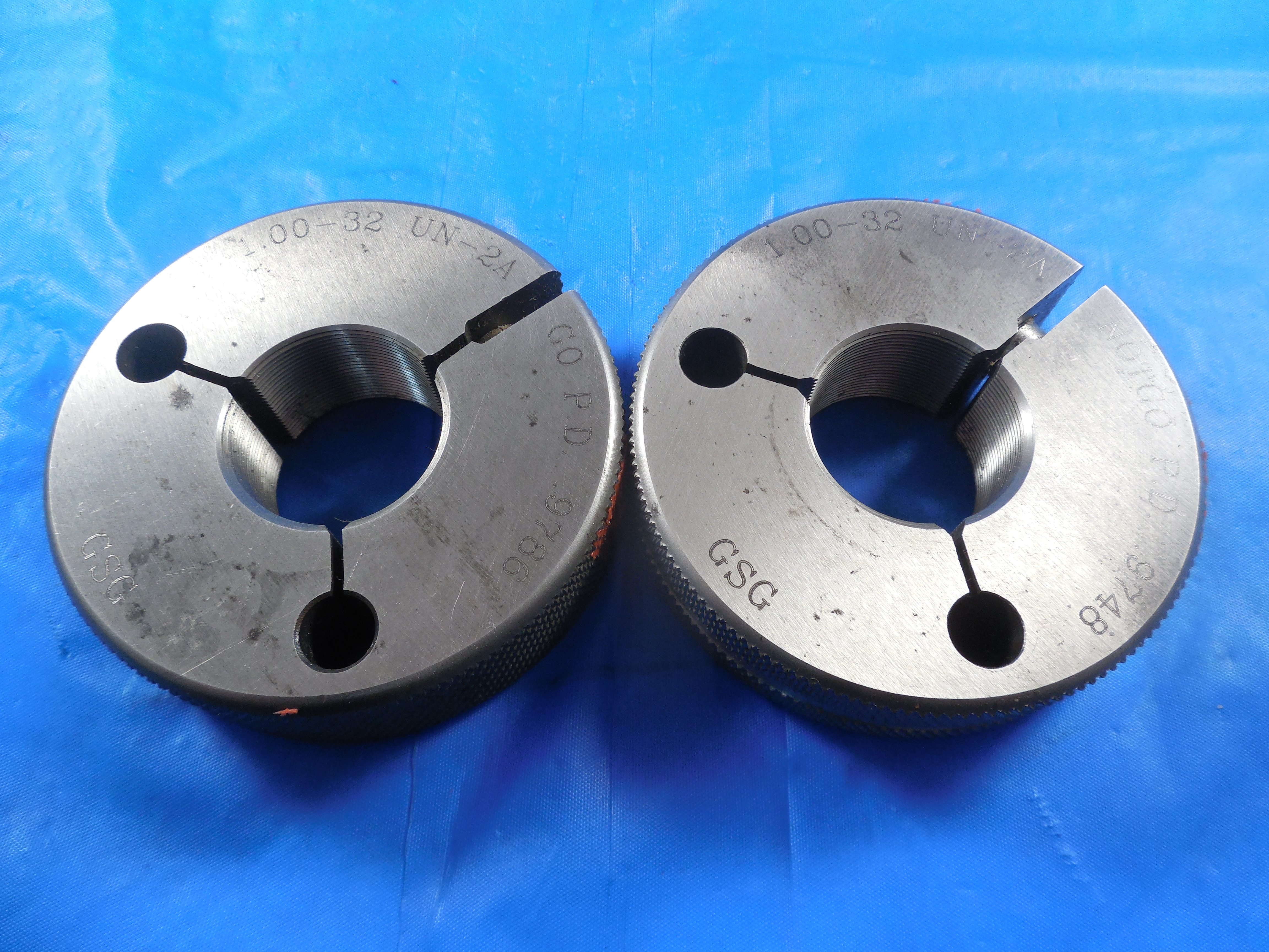 1" 32 UN 2A THREAD RING GAGES 1.0 GO NO GO P.D.'S = .9786 & .9748 132