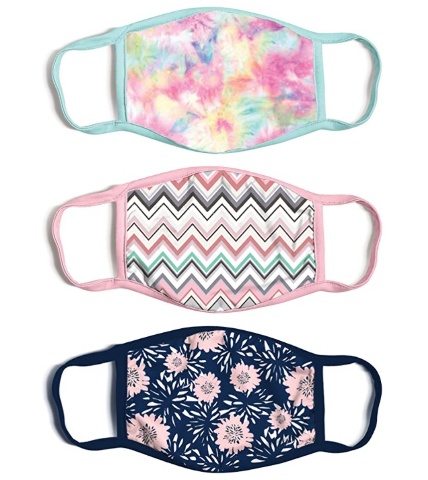 ABG Accessories Women's Fashionable Germ Protection Fabric Face Cover, 3ct, TPN