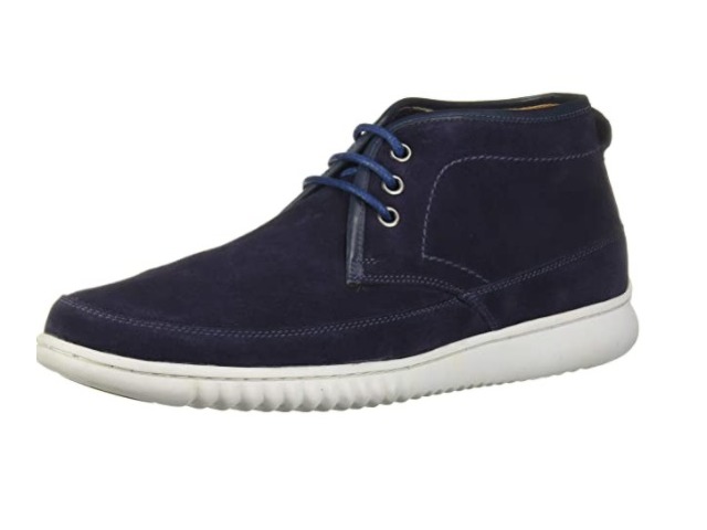 Driver Club USA Men's Leather Ankle Chukka Boot with Sneaker Sole, Navy Suede,12