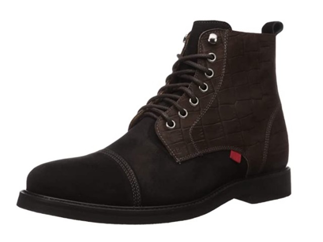 Marc Joseph New York Men's Leather Luxury Laceup Lug Boot, Black/ Brown, 9