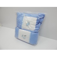 blue Baby Doll Bedding Gingham with Elephant Applique Cradle Bedding Set