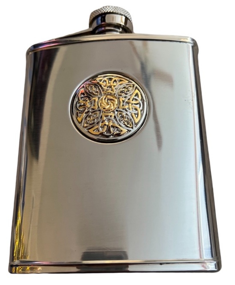 Arsenal Stainless Steel Crest Hip Flask - Fiaschetta In Acciaio Inox Con Stemma, 110 Mm Altezza, 90 Mm Larghezza