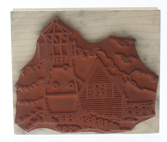 House Scene Wooden Stamp