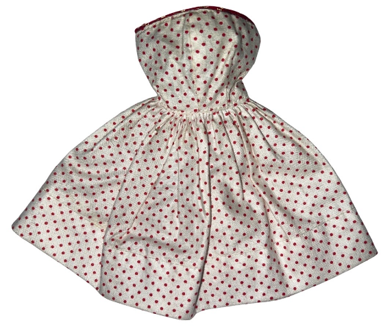 Revlon Doll Swiss Dotted Red and White Strapless Street Dresswith circle snaps