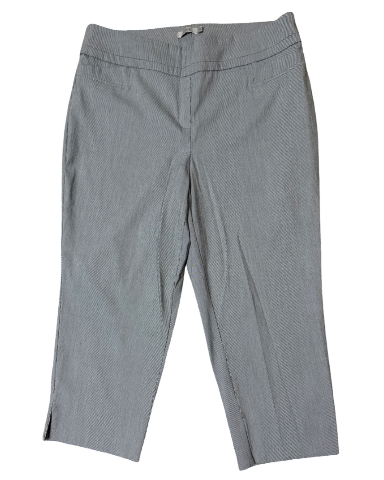 Dalia Women's 16W Seersucker Blue and White striped cropped Capris Pants