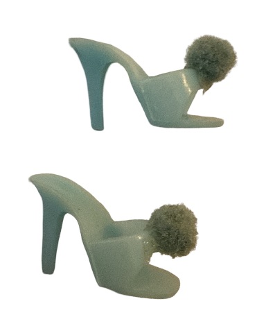 Vintage Doll Barbie Blue Pom Pom Pump Heels