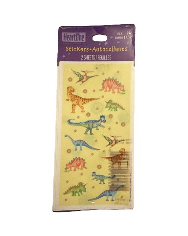 Hallmark Cards Heartline Sticker Jurassic Dinosaurs T-Rex Troiceratops