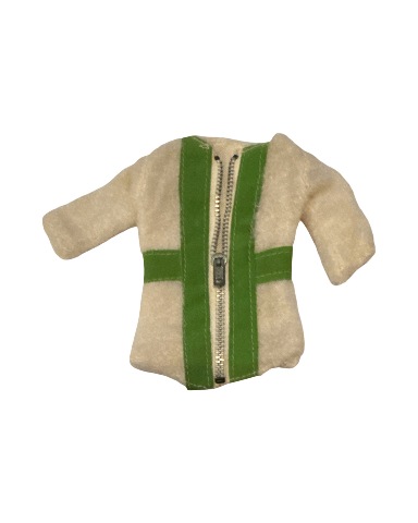 Vintage Barbie White coat with Green Stripes and Zipper