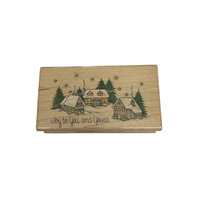 Hero Arts Joy to You and Yours Holiday Scene Village Wooden Rubber Stamp