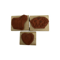 Farm Animals Horse Pig Rope Heart  Wooden Rubber Stamp