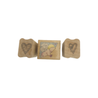 Angel Baby with Hearts  All Night Media Wooden Rubber Stamp