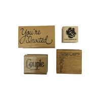 Commotion Art Impression Rose Couple Your're Invited Wooden Rubber Stamp