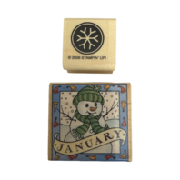 Hero Arts January Snowman Snowflake Stamping Up Wooden Rubber Stamp