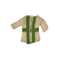 Vintage Barbie White coat with Green Stripes and Zipper
