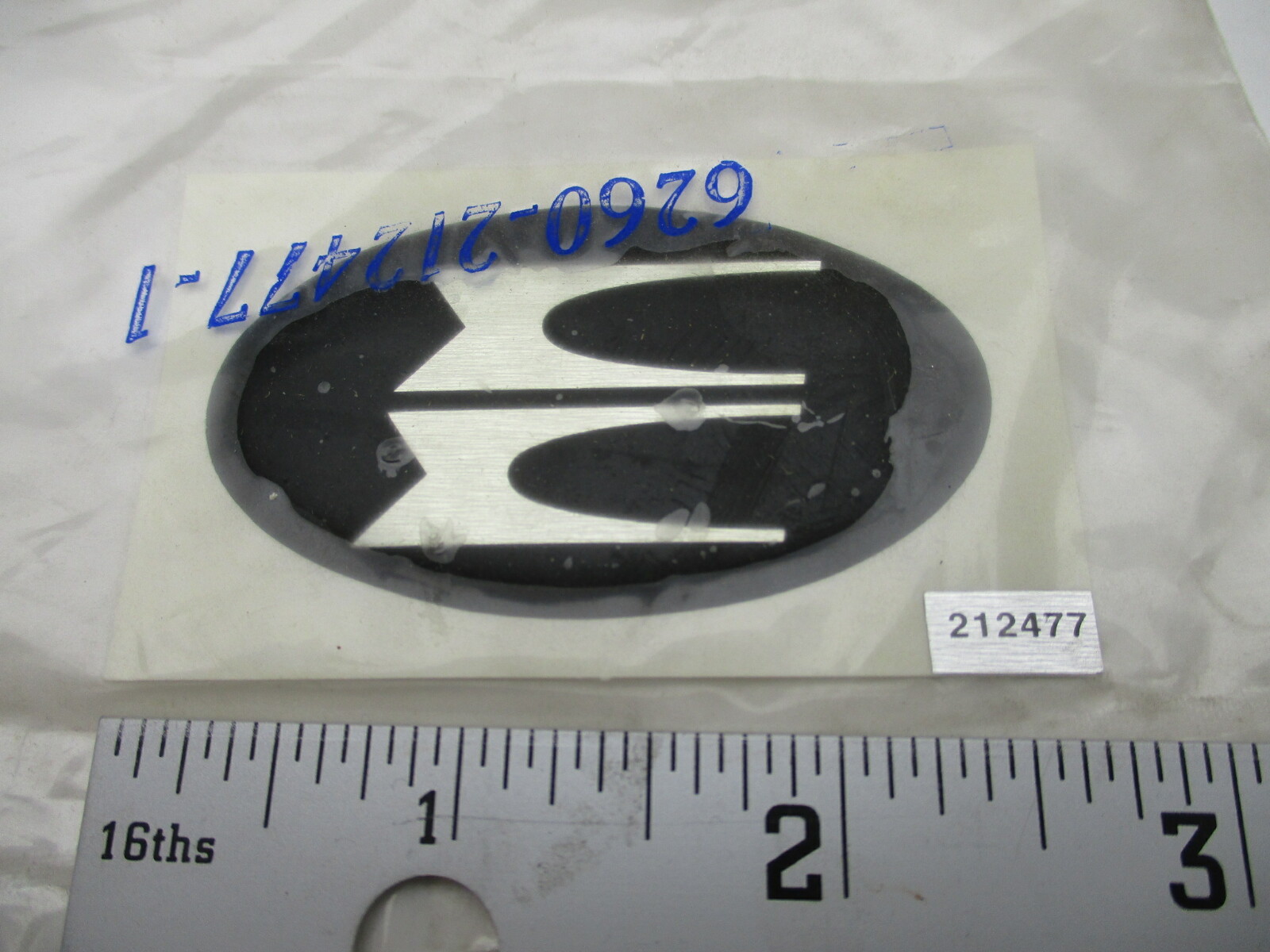 0212477 212477 OMC Evinrude 1995 Outboard Logo Applique Decal Black Silver Oval