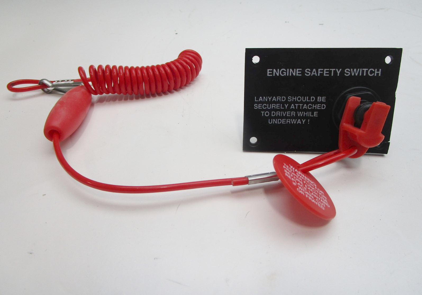 Boat Dash Engine Safety Kill Switch Panel and Tether Lanyard 3 1/4" x 2