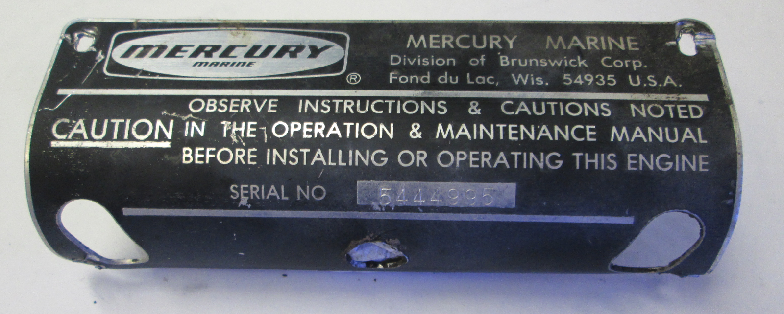 5444995 Mercury Outboard Serial Number Plate ID Tag Model 500 50HP 