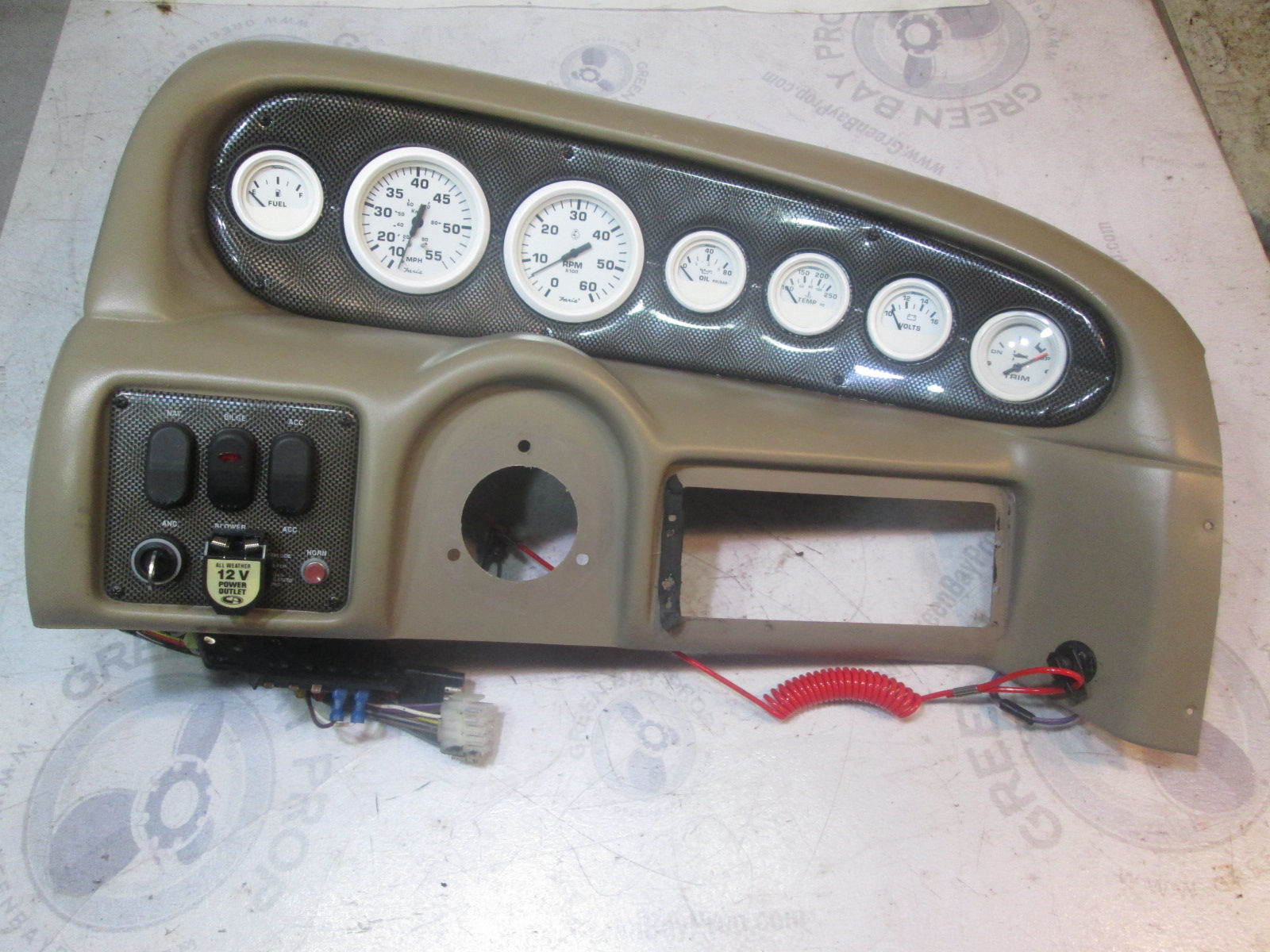 2002 Glastron SX 175 Boat Dash Panel Instrument Cluster Gauges Switches Green Bay Propeller