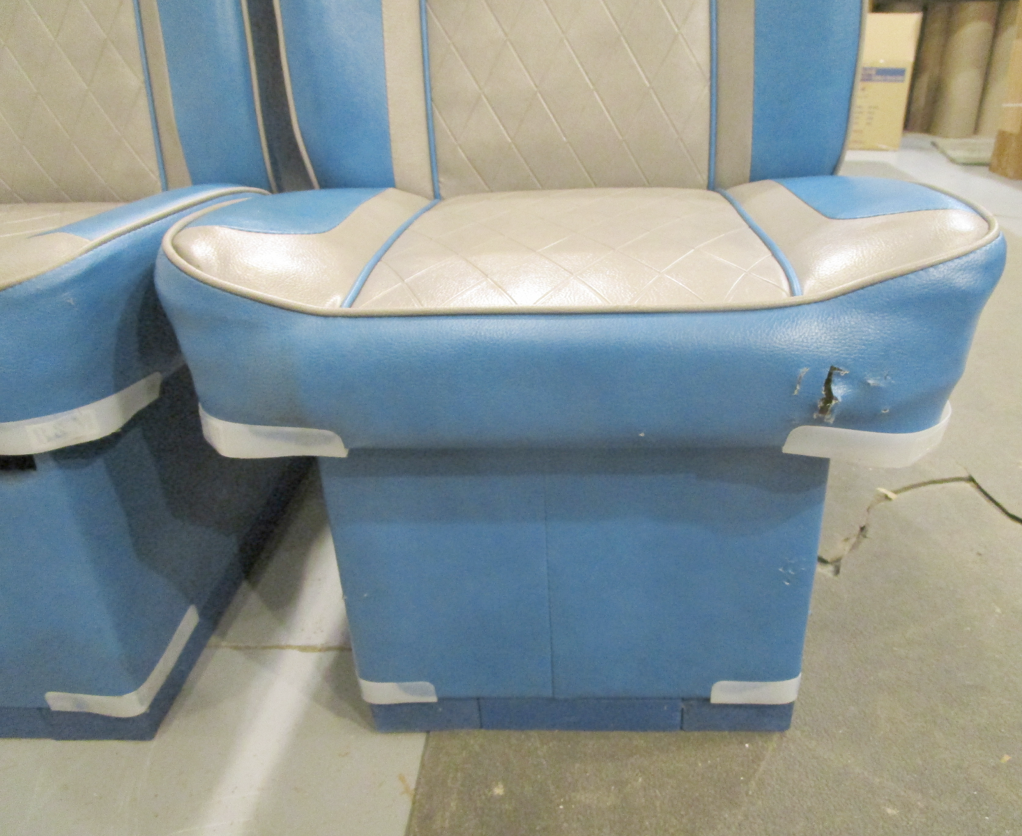 1964 StarCraft Holiday 18' Boat Folding Back to Back Seats Blue Grey Set (2) Green Bay