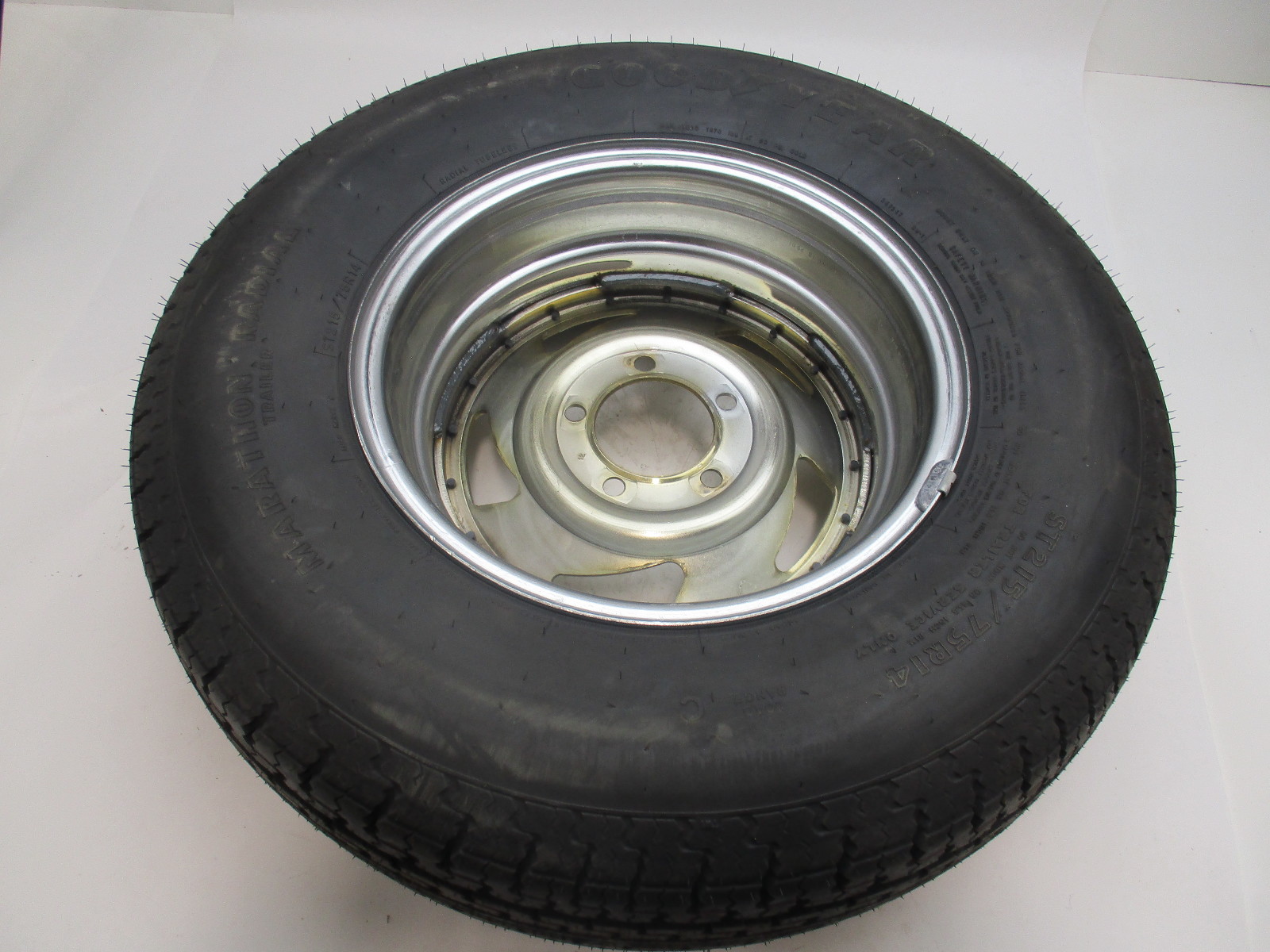 Goodyear Marathon Radial Trailer Tire, Size ST215/75R14 With Chrome