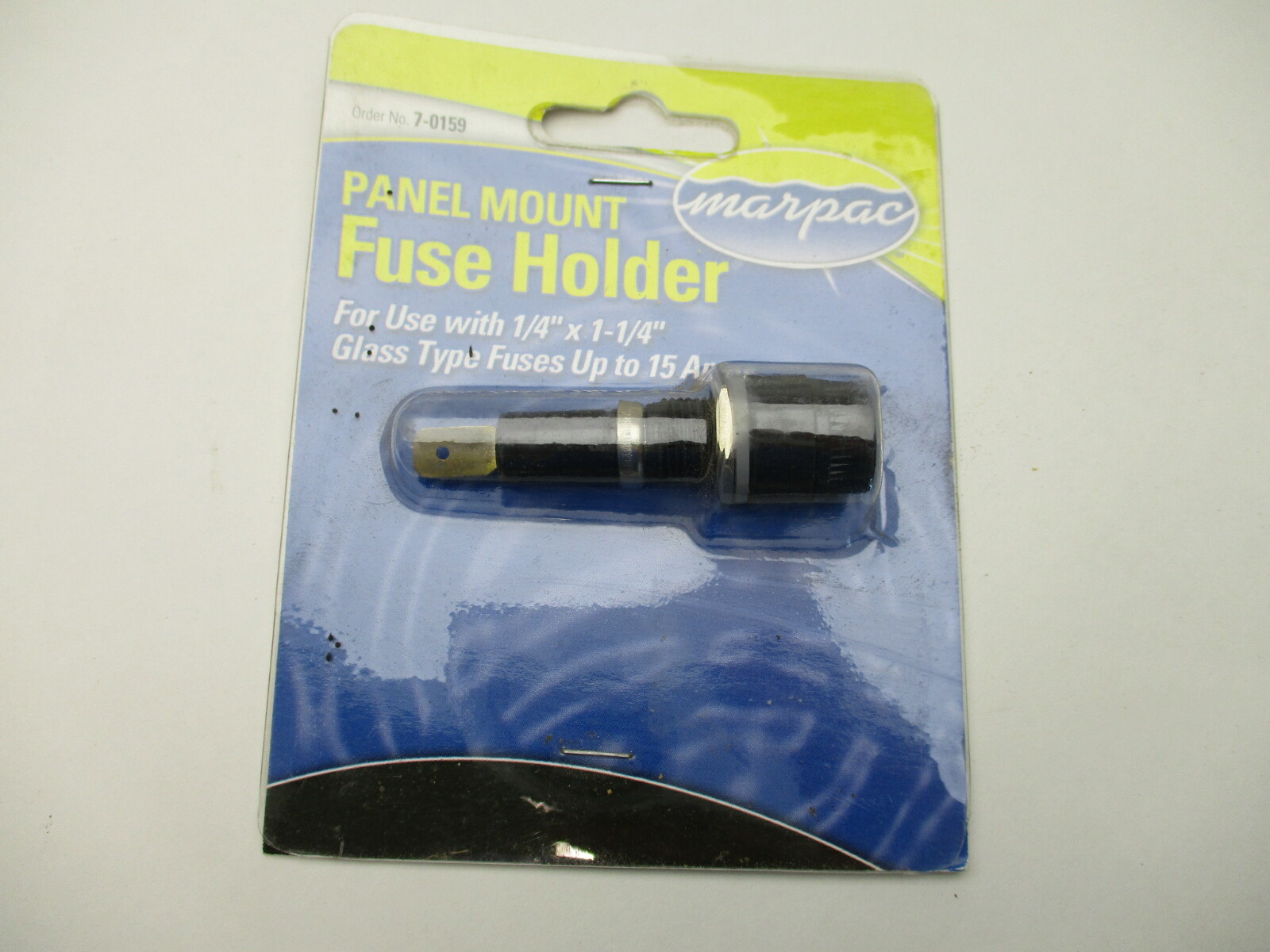 70159 Boat PANEL MOUNT ROUND Fuse Holder for 1/4 x 11/4 Fuses Green