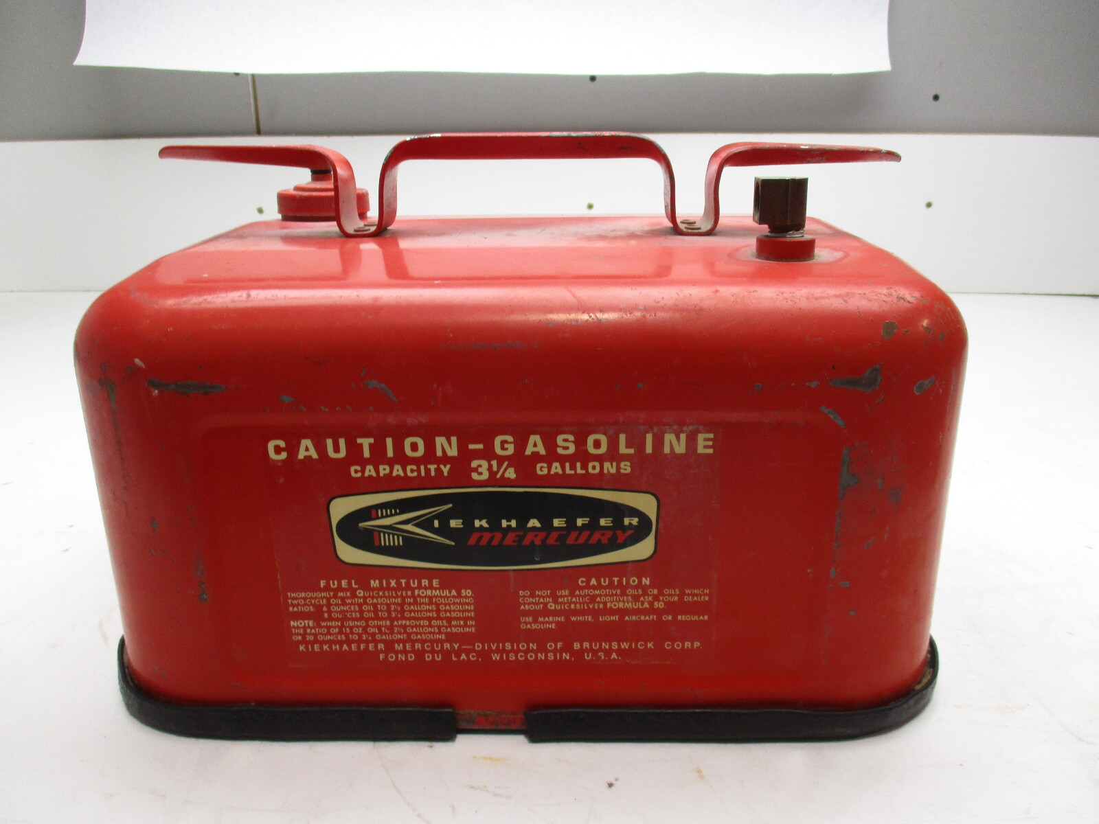 Vintage Mercury Kiekhaefer Metal Outboard Motor Boat 3-1/4 Gallon Gas Tank Can