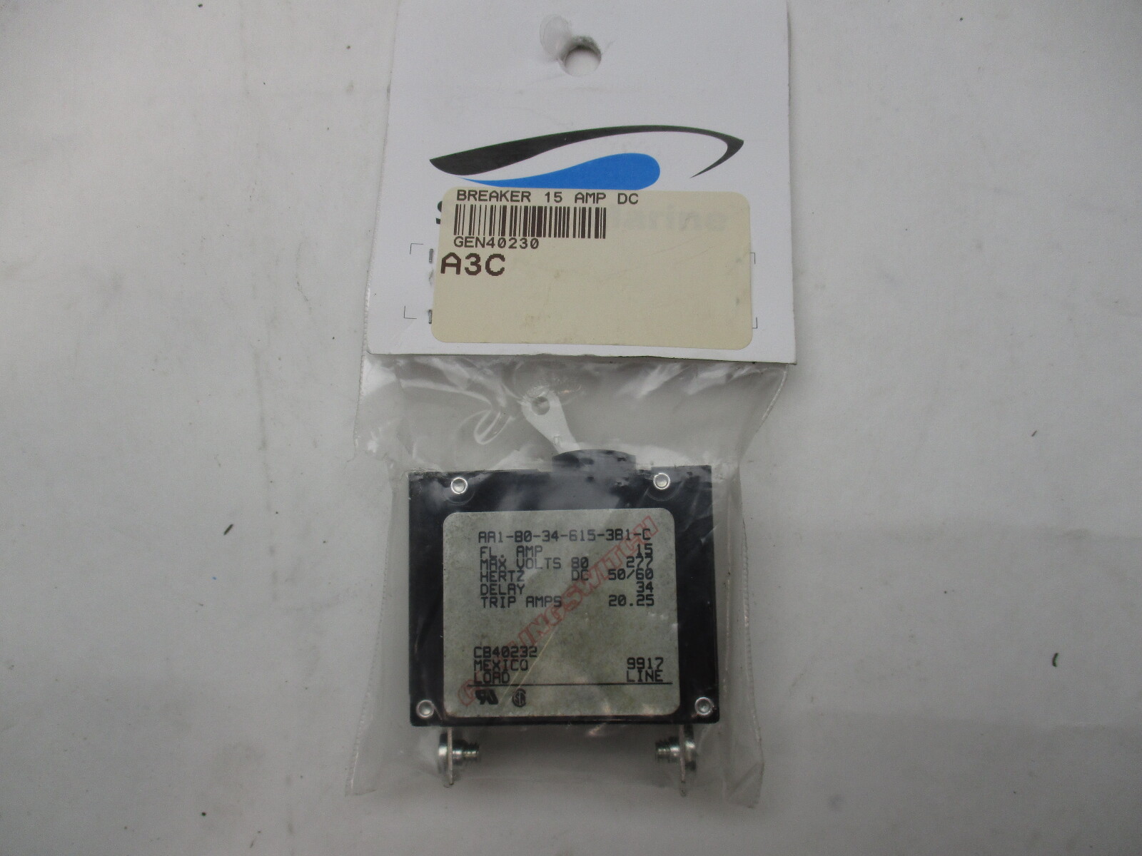 ANCOR Marine Grade Circuit Breaker Single Pole White Toggle 15 Amp AC/250 DC/65