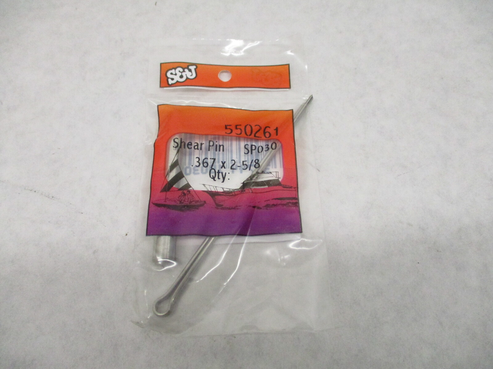 550261 S&J SS SHEAR PINS SP30, .367 x 2-5/8, Evinrude Johnson 100 HP OMC Outdrive GBP006814