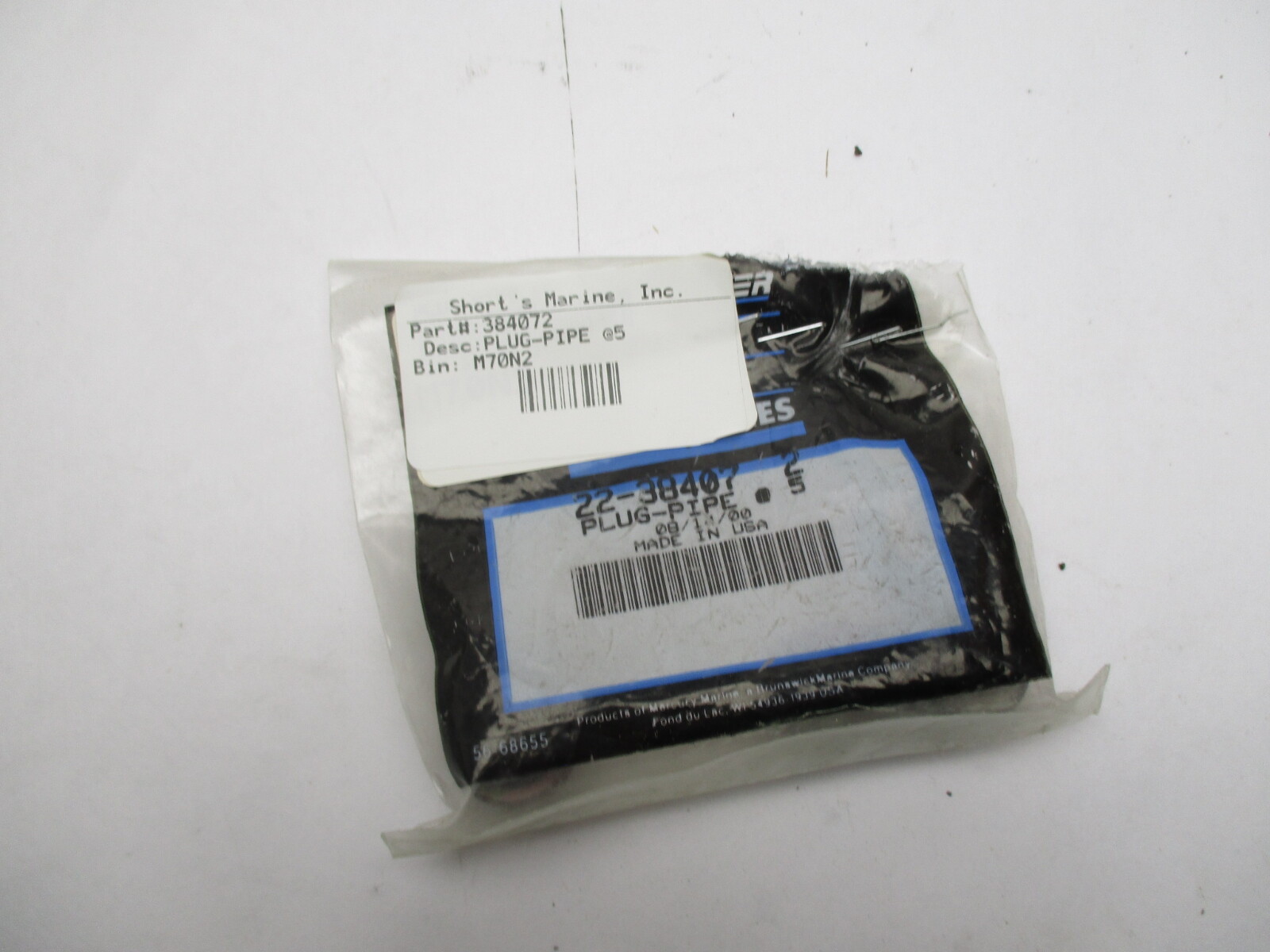 22-38407 New Mercury Mariner  Quicksilver Pipe Plug GBP006974