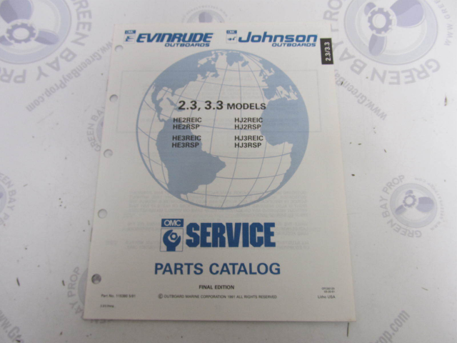 115380 1991 OMC Evinrude Johnson Outboard Parts Catalog 2.3-3.3 HP