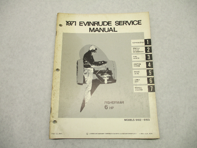 4746 OMC 1971 Evinrude Outboard Service Repair Manual 6 HP Fisherman 6102 6103