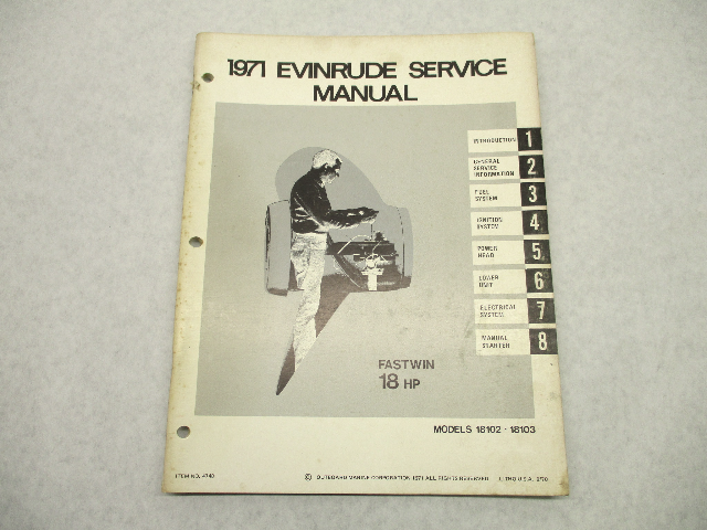 4748 OMC 1971 Evinrude Outboard Service Repair Manual 18 HP Fastwin 18102 18103