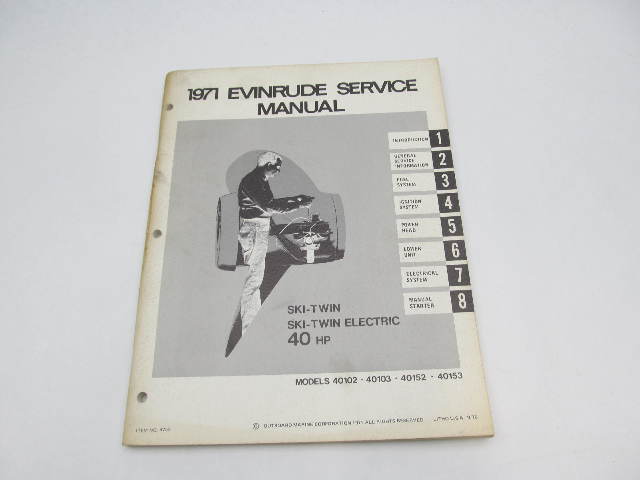 4750 OMC 1971 Evinrude Outboard Service Manual 40 HP Ski-Twin/Electric