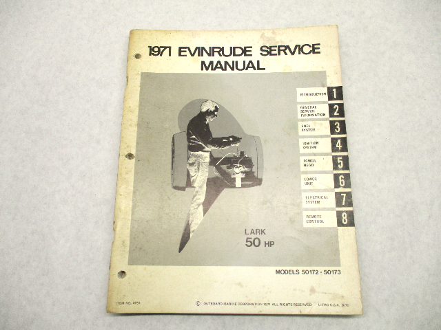 4751 OMC 1971 Evinrude Outboard Service Manual 50 HP Lark 50172 50173