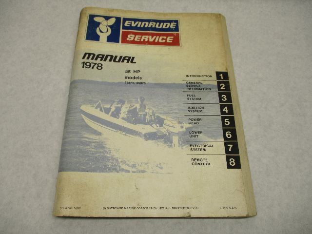 1978 Evinrude Outboard Service Repair Manual 55 HP 55874 55875