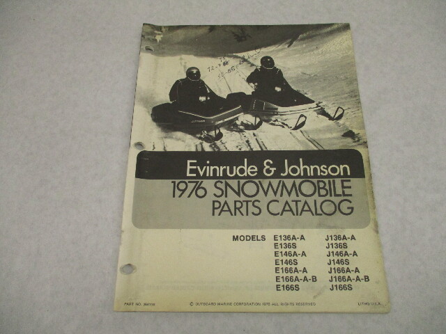 1976 Evinrude Johnson 35 40 50 HP Snowmobile Parts Catalog E136A-A J146S E166AAB