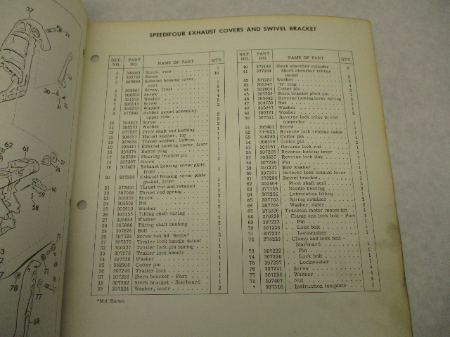 1963 Evinrude Outboard Parts Catalog 75 HP Speedifour 75352 75353