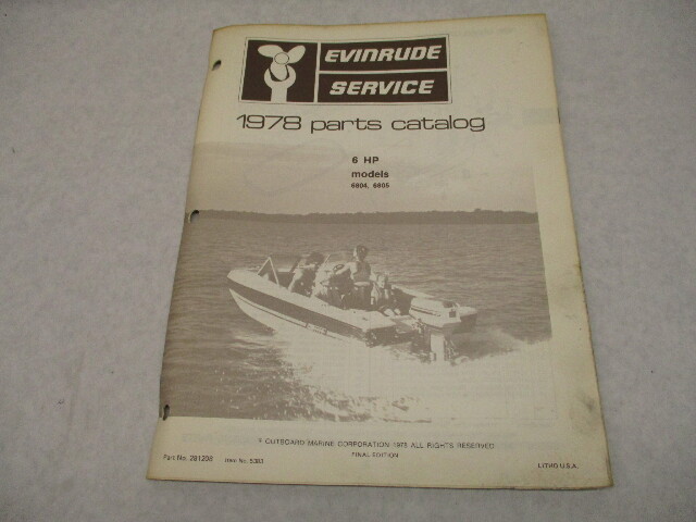 281208 Evinrude 1978 Outboard 6 HP Parts Catalog Models 6804 6805