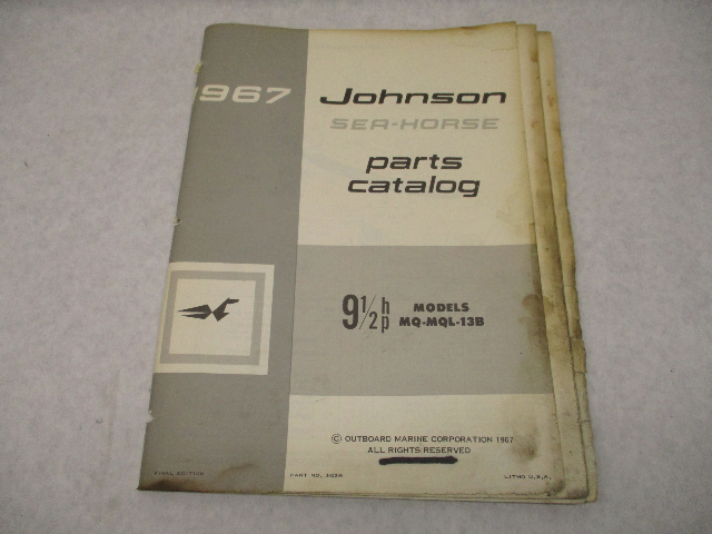 382086 1967 Johnson Sea-Horse Outboard Parts Catalog 9.5 HP Models