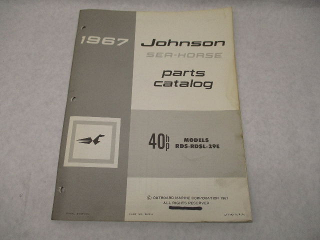 382091 1967 Johnson Sea-Horse Outboard Parts Catalog 40 HP RDS-RDSL-29E