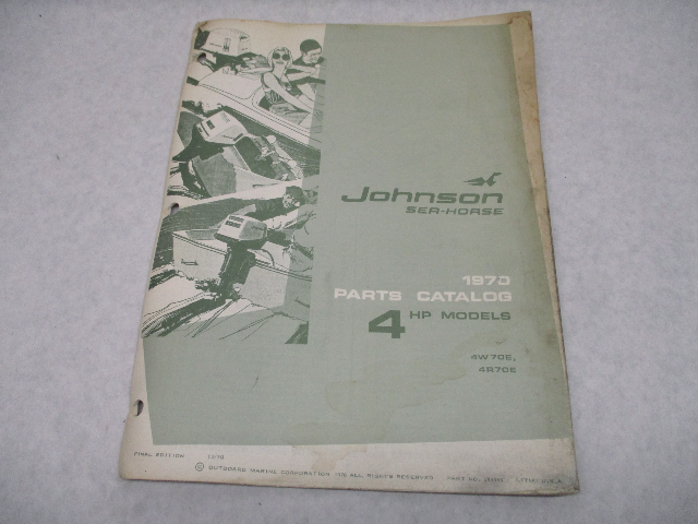384393 1970 Johnson Sea-Horse Outboard Parts Catalog 4 HP Models 4W70E 4R70E