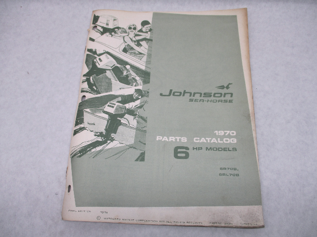 384394 1970 Johnson Sea-Horse Outboard Parts Catalog 6 HP Models 6R70B 6RL70B