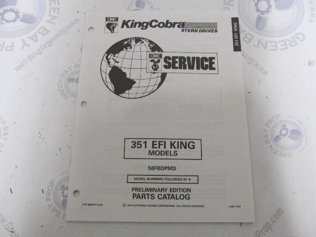3850737 1994 OMC Cobra Stern Drive Parts Catalog 351 EFI King